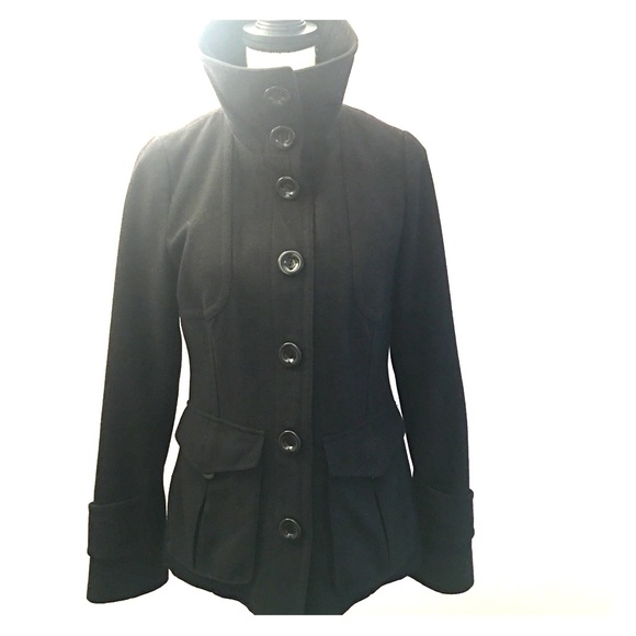 Hm turtleneck wool coat jacket black funnel - Picture 1 of 8